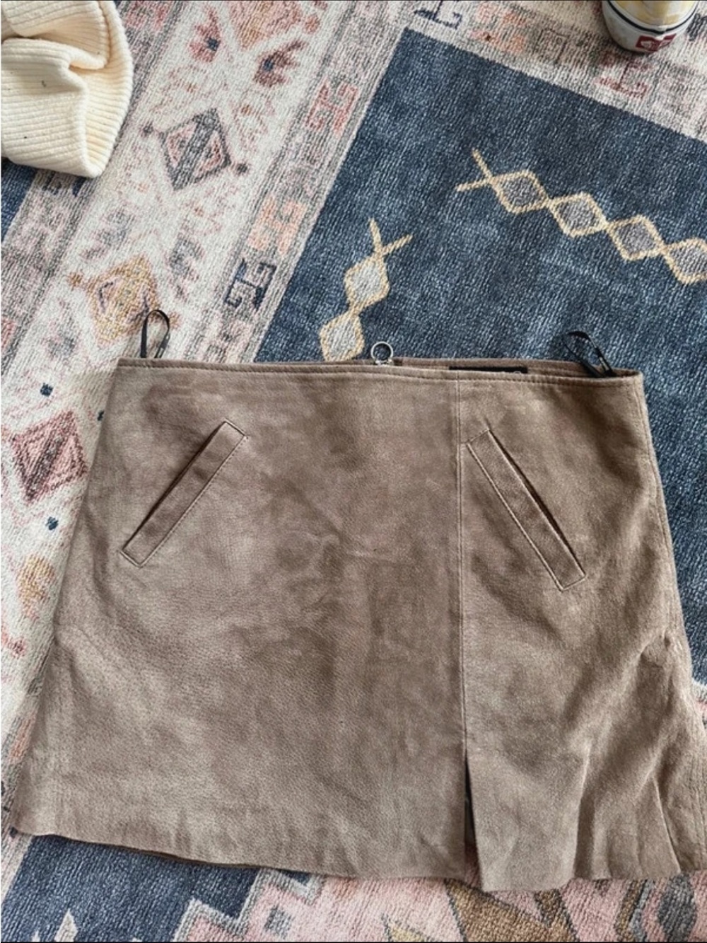 Blank NYC Taupe Suede Mini Skirt with Front Slit